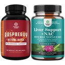 Bundle de amestec de cetone zmeură, extract de ceai verde și African Mango Ingrediente potent pentru a accelera pierderea in greutate, Suppress Apetit & Burn Fat și supliment de sprijin pentru ficat cu NAC - Ficat vegetal