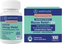 Welmate Complete Alergice & Congestia Relief Bundle: Fexofenadină HCl 180 mg non- Drowsy Antihistaminic (100 Ct) + Mucus Relief DM 1200mg Guaifensin & 60mg DXM (100 Ct)