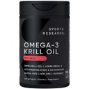 Sport de cercetare Krill Suplimentul de ulei cu EPA & DHA Omega 3, Fosfolipide și astaxantină din Antarctica Krill - cea mai mare concentrație de ulei de krill pentru bărbați și femei - 500mg, 120 capsule Softgel