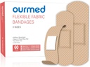 Bandaje adezive flexibile,60 Count, Bandaj gratuit Latex primul ajutor cu Pad non-Stick pentru îngrijirea rănilor, tăieturi, zgârieturi, Blistere, dimensiuni asortate
