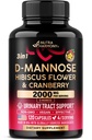 D-Mannose 2000mg cu Cranberry & Hibiscus - Clinic testat puterea pentru sănătatea tractului urinar - Supliment pentru femei - Bladder, Liver & Microflora Support - Made in USA - Vegan, 120 Capsule