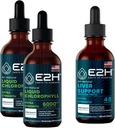 E2H: Clorofile picături lichide (2 ambalaj - 4 Fl Oz) și supliment de sprijin hepatic (Single Bottle - 2 Fl Oz)