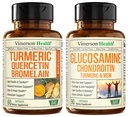 Quercetină cu Bromelain şi Curcumina Turmeric & Glucosamină Chondroitin MSM şi Suplimentul de sprijin comun Turmeric