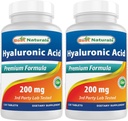 Cel mai bun naturals Acid hialuronic 200 mg 120 comprimate (non-GMO, gluten gratuit) - promovează tineri sănătos piele și funcția comună sănătoasă (120 Conte (Pachet de 2))