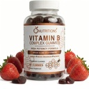 O NUTRITIONS Vitamina B Complex Vegan Gumies cu vitamina B12, B7 ca Biotin, B6, B3 ca Niacin, B5, B6, B8, B9 ca Folate for Stressse, Energy and Healthy Immune System (1 Pack)