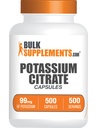 BulkSupplements.com Capsule Citrate de potasiu - Supliment mineral, Citrat de potasiu 99mg - Gluten gratuit, 1 capsulă per Serving, 500 Conte (Pachet de 1)