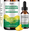 Potasiu Magneziu Glicinat Supliment-High Absorbtion Complex de magneziu Picătură lichidă cu calciu, potasiu, vitamina D3 & Zinc pentru somn, Crampe de picioare, musculare & energie, zahăr Free & Vegan 2 Fl Oz
