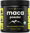 Pudră organică Maca - Peruvian crescut Maca Blend cu rădăcini galben, negru și roșu - Gelaminat pentru biodisponibilitatea superioară - Natural, Vegan & non-GMO, 8oz