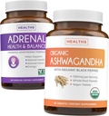 Adrenala & Ashwagandha (1-Month Supply) Calm & Energize Bundle - Suport adrenal cu L-Tyrosine (120 capsule) & USDA Organic Ashwagandha 1350mg Ashwagandha Root Powder per Serve (60 capsule)