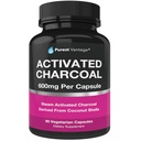 Capsule pure de cărbune organic activate - 600 mg per capsulă, 90 capsule vegetariene