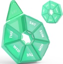 Organizator de pastile saptamanale, 2 Pack Portable Pilula cutie caz Medicina 6 Culori (Șapte zile) Noua ediție pentru vitamina/Fish Oil/Pills/Supplements-Aartrita prietenos (Cyan)