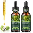 (2 ambalaj) Soursop Graviola picături lichide 2000mg, 98% Absorbție pentru suport Cell & Regenerare, Immune Boost, Ficat, Herbal Goodness, Soursop Bitters Lichid-Sugar/Gluten gratuit, aroma naturala, 4 Fl Oz