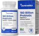 Formula de alegere Probiotice 180 Miliarde CFU - 18 Tulpini + Lactoferrin + Prebiotice - Immune, Digestive & Gut Health - Constipație, Diaree, Gaz și Blooting - pentru femei și bărbați - 120ct