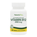 Naturas Plus Vitamina B12 (Metilcobalamină), eliberare susținută - 2000 mcg, 60 comprimate vegetariene - suport de celule roșii de mare potențial - Booster de energie naturală - Gluten-free - 60 Serviri