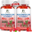 (2 Pack Sugar Free Magneziu Glycinate Gumries, 500 mg magneziu Glicinat cu 200 mg magneziu Malat, Taurate, oxid, COQ10, vitamina B6 și D3, Sleep & Calm Support, 120 Zmeură Gumii