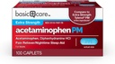 Îngrijire de bază Acetaminofen PM, Durere Relieiver Plus somn pe timp de noapte ajutor Caplet, 100 Conte