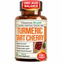 Curcumina cucurcumina cu 10:1 tarta extract de cirese si extract de seminte de telina - Echilibru acid uric natural, sanatate comuna si ajutor de somn - Curcumina cu piper negru. 60 capsule de cirese tarta