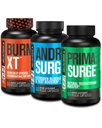 Fabrica Jacked Androsurge Estrogen Blocker pentru bărbați + Primasurge Testosteron Booster pentru bărbați + Burn XT Burn-XT termogenic Fat Burner - Apetit Suppressant pentru pierderea in greutate