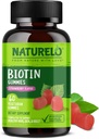 NATURELO Biotin Gummies - Supports Healthy Hair, Skin & Nails - High Potency 2500 mcg - Non GMO, Gluten Free - 60 Gummies