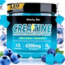 Creatine Monohidrat Gummies,6200 mg pentru bărbați și femei, Creatură masticabilă pentru creștere musculară îmbunătățită, Putere, și recuperare, Sugar Free Pre-Workout Supliment,120 Conte, Aroma de afine