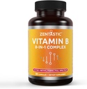 Vitamina Zentastica B-complex - Toate vitaminele B cu B12, B6, B9 Acid folic, colină, inositol - Forme active și de metil - Sistem nervos, Energie, Metabolism, Suport Immune - 90 capsule Vegan