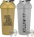 [2 Pack] 28 Ounce Proten Shaker Sticle cu Mixer Agitatoare cu quote motivaţionale 