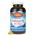 Carlson - Cod Oil Oil Gems, Super 1000 mg, 250 mg Omega-3s, 400 UI (10 mcg) Vitamina D3, Wild Caught Norvegian Cod Ficat Oil Arctic, Nordic Oil Capsules, 250 Softgels