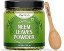 Neem frunze pulbere Soluţie naturală pentru Pimple-Free Clear Skin & Silky Hair, Ideal pentru Face Packs, Îngrijirea parului, şi suport de pigmentare cu Lingura de lemn 