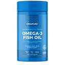 OMAMPURE Suplimente de ulei de pește cu Omega 3 Acidi grași (1 flacon, 120 Softgels) - EPA ridicat, DHA, & IFOS Pastile de ulei de pește suport inima și sănătatea comună - ulei de pește fără burple promovează funcția creierului