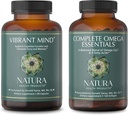 Natura Produse de sănătate Vibrant Minte și completă Omega Essentials Supliment Bundle - Nootropic Creier Supliment pentru Memorie și Focus - Amestec echilibrat de Omega 3, 6, 7, & 9 Acidi grasi