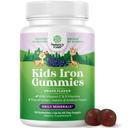 Copii Gumiile de fier - Suplimente de fier constructor de sange pentru copii cu blând pentru imunitate mai puternică & energie - Vitamina B12, Folate & Vitamina C Gummies - OMG Vegan & Gluten gratuit pentru copii mici - 90 Conte