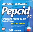 Pepcid AC Concentraţia iniţială Arsuri la stomac Tablete de relief, Prevents & Relieves Arsuri la stomac datorită indigestiei acide şi stomacului acru, 10 mg famotidină pentru reducerea şi controlul acidului, acţionare rapidă, 60 Ct