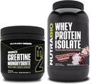NutraBio Creatin Monohidrat, Nearomated, 150g și Whey Proteine Izolate, Ciocolata Cufundat Macaroon, Supliment Bundle - Energie musculară, Lean musculare de creștere, recuperare, și puterea