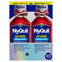 Vicks NyQuil SEVER Rece, Flu, and Congestion Medicine, 2x12 fl oz Twin Pack, Berry Flavor, Maximum Force, Nighttime Relief