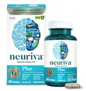 NEURIVA Plus Suplimentul cerebral pentru memorie, concentrare şi concentrare + Funcţie cognitivă cu Nootrops testate clinic Fosfatidilserină şi Neurofactor, Vitamine B6 şi B12, 30 capsule de numărare