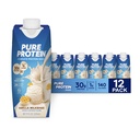Proteine pure Vanilla Proteina Shake, 30g Proteine complete, Vitamine A, C, D, și E plus Zinc pentru a sprijini Imuna de sănătate, gata de a bea și Keto-Friendly, 11 oz sticle, 12 ambalaj