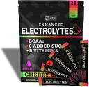 Enhanced Electrolyte Powder Stick Packs (Cherry Limeade | 20 Packets) w/ 0 Sugar +BCAAs +B-Vitamins Electrolyte Supplement w Potassium Zinc & Magnesium for Hydration - Keto Electrolytes