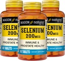 MASON NATURAL Seleniu 200 mcg - Supliment antioxidant pentru suport imunitar și sănătate prostată, Essential Trace Mineral, 60 comprimate (Pachet de 3)