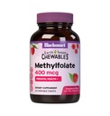 Bluebonnet EarthSweet Metilfolat 400 mcg Celular Active Coenzime 5-MTHF L Folate Supliment - Prenatal & Energy Support* - Non-GMO, Vegan, Gluten-Free - Zmeură - 90 comprimate masticabile