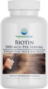 Lab Biotin 5000 mcg - Promovează părul sănătos, pielea și unghiile - 120 capsule (4 lună de aprovizionare)