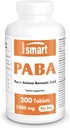 Supersmart - Supliment PABA 3000mg pe zi (para-Acid aminoBenzoic) - Complex natural B Vitamina - Apă solubil PABA  Comprimate