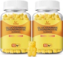 Vegan Glucosamine Chondroitin Gummies, Supliment de sprijin pentru adulți Bărbați și Femei, 1500 mg extra Putere Glucosamină cu Chondroitin MSM Elderberry Turmeric pentru Sănătate