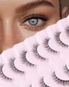 Doar toate Lashes Naturale Wispy Lashes Natural Look False Gene False False False Eye Lashes Soft Fluffy Lashes 7 perechi D1 Natural (6-13MM)