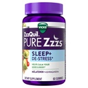 ZzzQuil PURE Zzzs De-stress 2mg Melatonin Gummies, , Sleep Aids pentru adulți, Ashwagandha pentru suport de stres, 60 Gummies