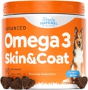 Omega 3 pentru câini - Omega 3 ulei de pește pentru câini, supliment de topire cu ulei de somon pentru câini Piele și haină, reduce mâncărime și susține Heart Health - 90 Dog Alergie Chews pentru mancarimi piele