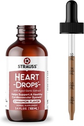 Strauss Naturals Heartdrops, Herbal Heart Supplements with European Vâscletoe and extracts of Aged Usturoi, 3.4 fl oz, Scorţişoară Flavor