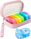 Cute Pill Organizator de 2 ori pe zi, PU din piele caz Pilula pentru femei, Portable săptămânal Pilula cutie pentru Purse cu sac de stocare pentru a deține vitamine, medicamente, uleiuri de pește, suplimente (Pink)