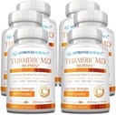 Stiinta aprobata MD Turmeric - cu BioPerine & 95% Curcuminoide Turmerice standardizate - 360 capsule (6 Luna de aprovizionare)