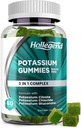 Potasiu 3 in 1 Complex Gummies Zahăr gratuit, Noua Formula cu 99mg Citrat de potasiu, Clorura de potasiu, Gluconat de potasiu, Creme de picior & Suplimente musculare, 60 Masticuri