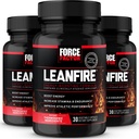 Force FACTOR LeanFire, 3-Pachet, Pastile de energie de antrenament Pre cu extract de ceai verde și cofeina pentru a crește energia, Construi musculare Lean, Îmbunătăți performanța sportivă, și spori concentrarea, 90 capsule